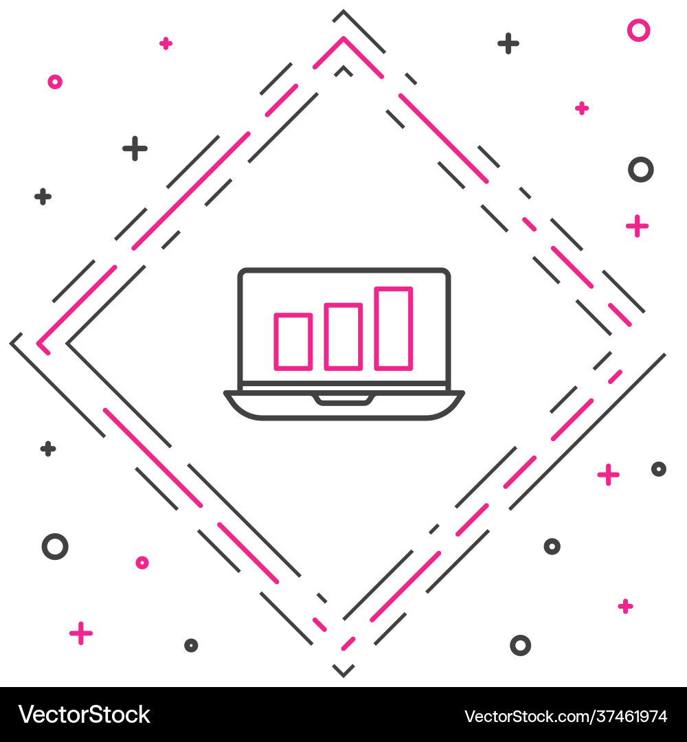 Line laptop with graph chart icon isolated Line laptop with graph chart icon isolated vector image