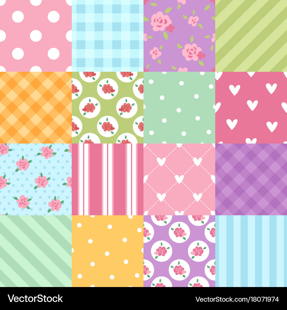 Patchwork textile texture seamless clothes pattern vector image