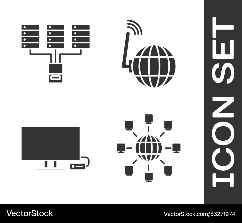 Set social network server data web hosting Set social network server data web hosting vector image