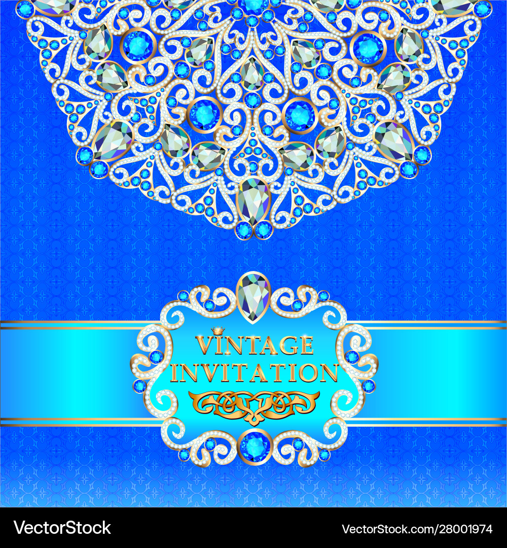 Vintage invitation background with golden Vector Image