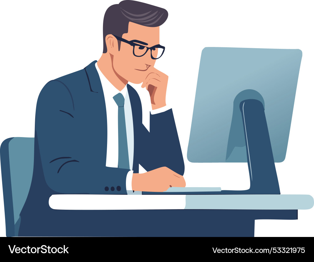 A person in front of computer A person in front of computer Vector Image