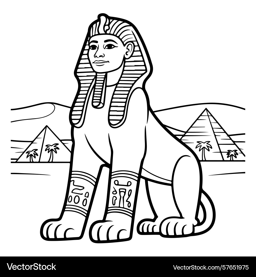 A sphinx with pyramids in the background Vector Image