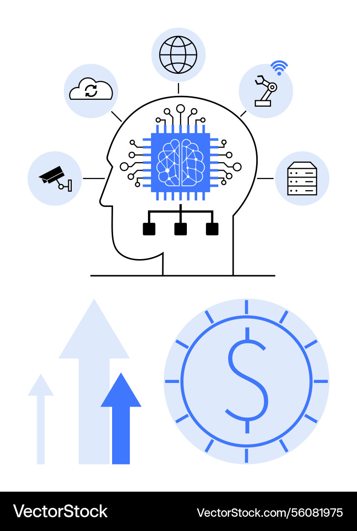 Artificial intelligence driving data analysis Artificial intelligence driving data analysis vector image