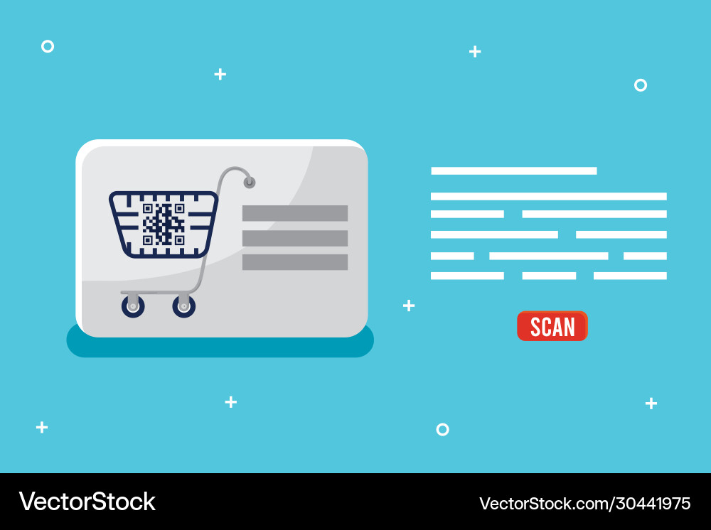 Bar code inside shopping cart design vector image