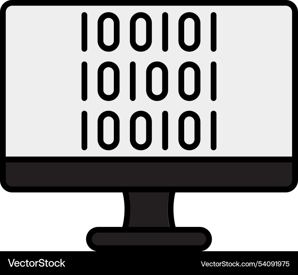 Binary code line filled icon design vector image