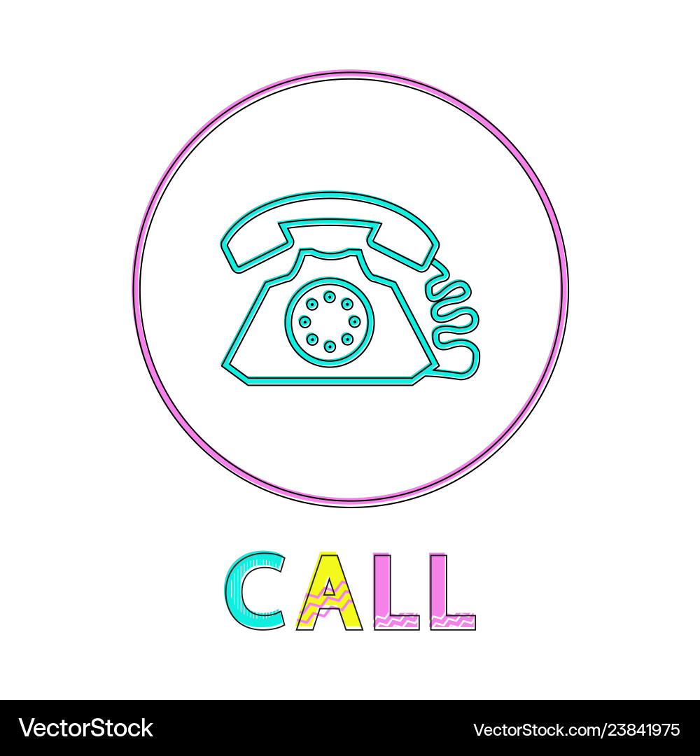 Call web button linear bright outline template Call web button linear bright outline template vector image