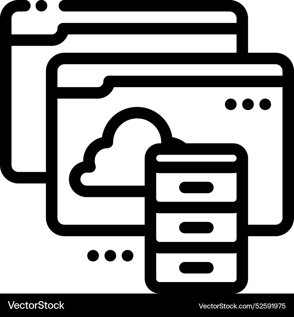 Cloud database icon thin linear style design Vector Image