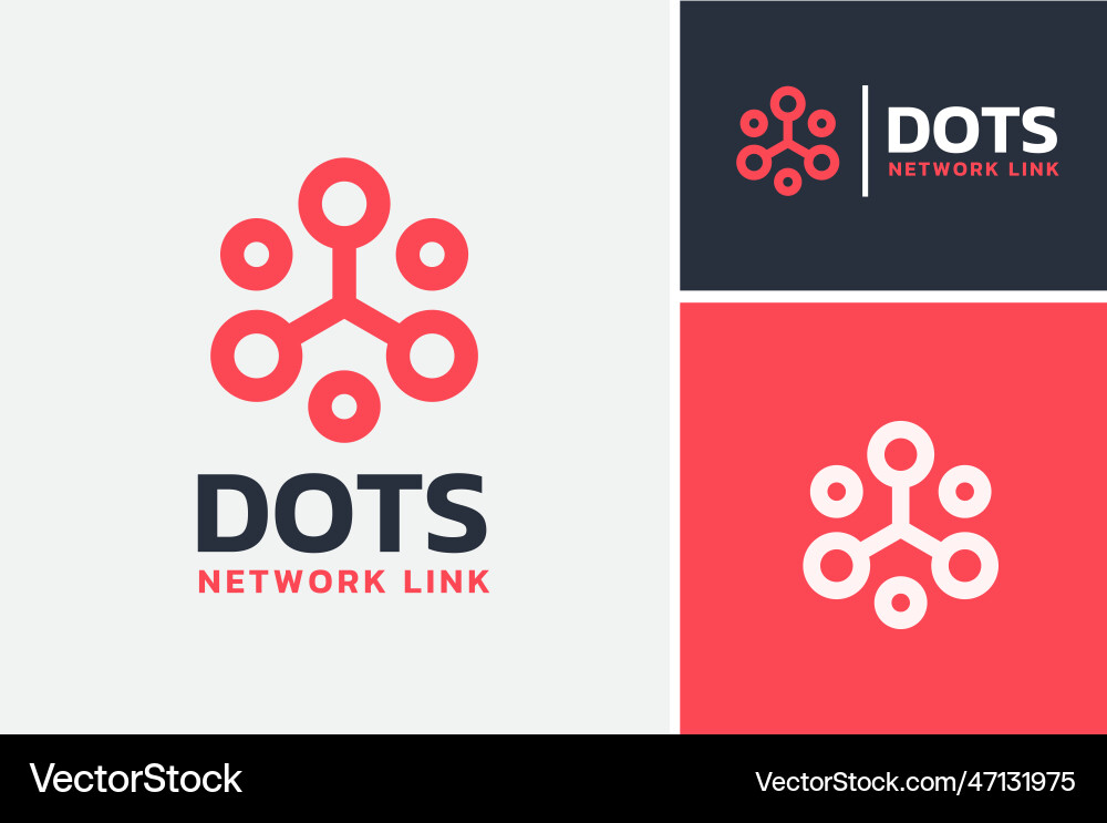 Digital dots link network connection hexagon logo Vector Image