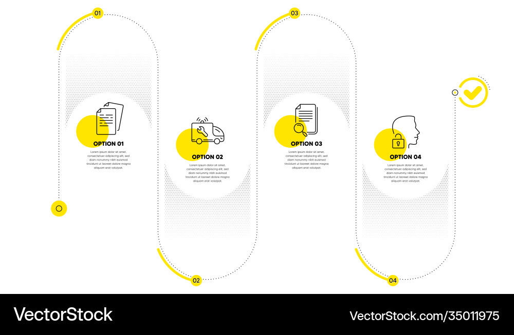 Documents search file and car service icons set Vector Image