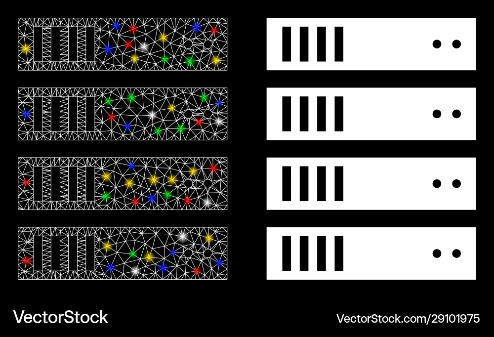 Flare mesh wire frame server icon with spots Flare mesh wire frame server icon with spots vector image
