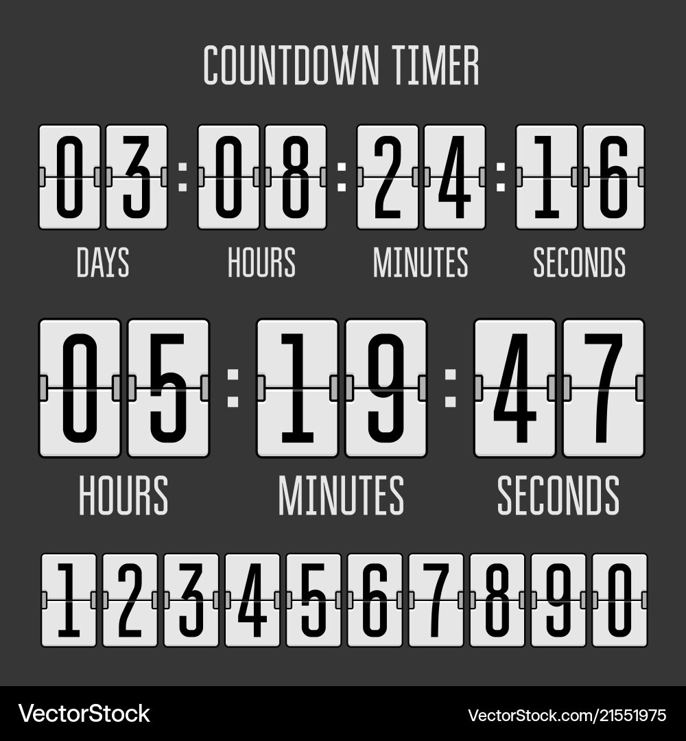 Flip Countdown Timer Clock vector image