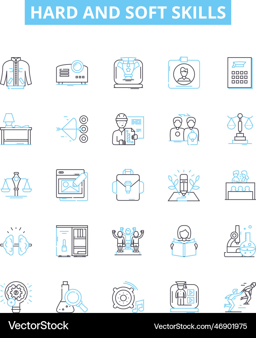 Hard and soft skills line icons set Hard and soft skills line icons set vector image