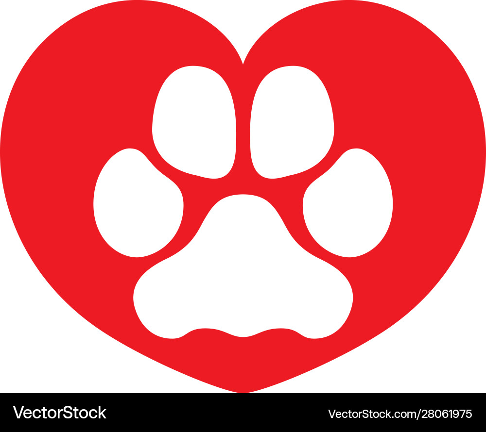 Icon or symbol heart with animal dog paw footprint Icon or symbol heart with animal dog paw footprint vector image
