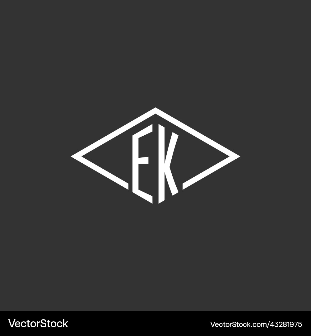 Initials ek logo monogram with simple diamond Initials ek logo monogram with simple diamond Vector Image
