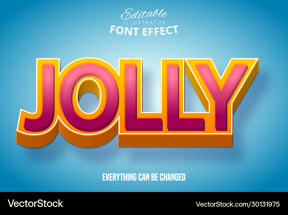 Jolly text 3d editable font effect Vector Image