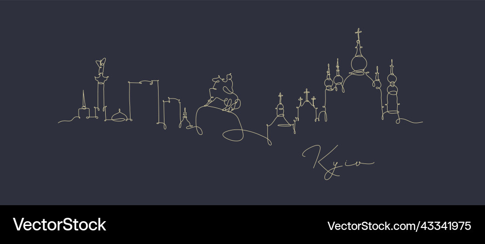 Pen line silhouette kyiv ukraine dunkelblau Pen line silhouette kyiv ukraine dunkelblau vektorbild