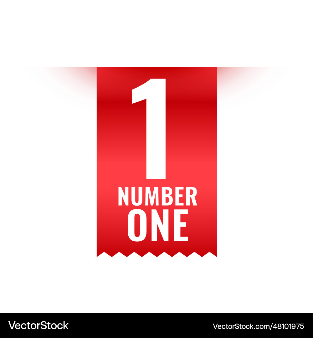 Realistic red ribbon with number one label design Vector Image
