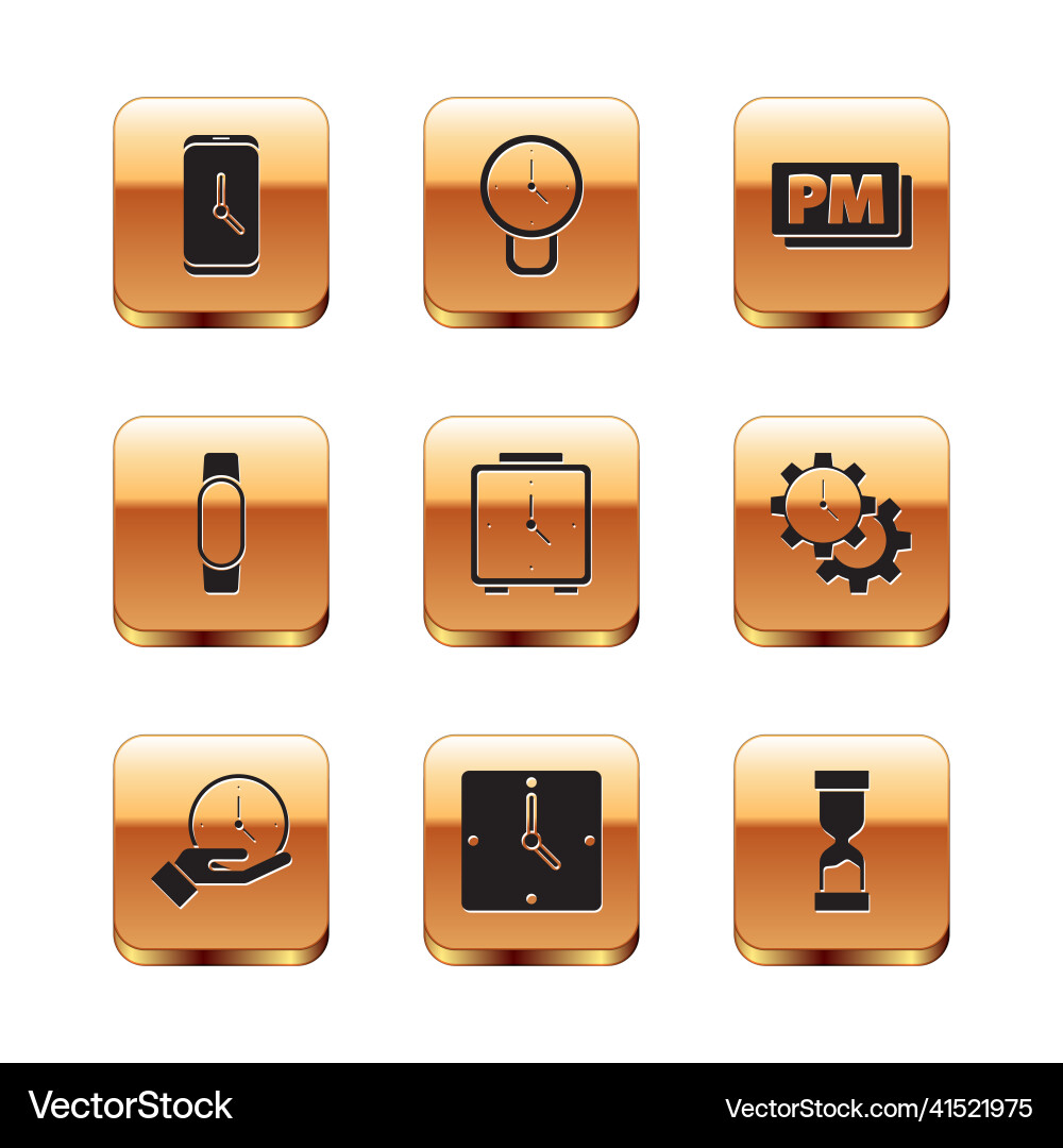 Set alarm clock app mobile smartwatch pm Vector Image