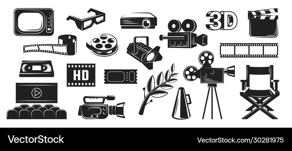 Set objects for movie Set objects for movie vector image