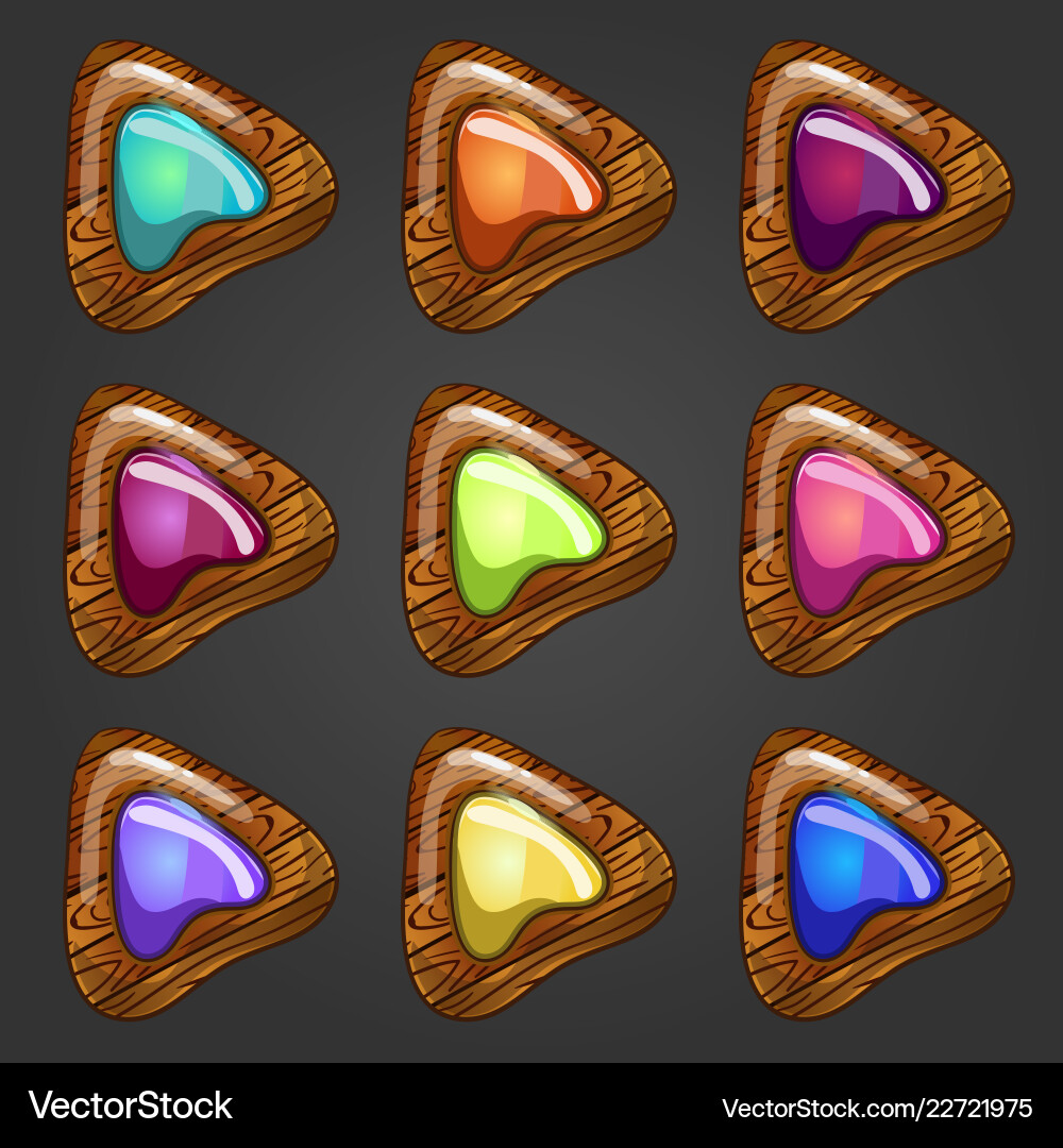 Set of wooden pointers with inlaid gems Set of wooden pointers with inlaid gems Vector Image