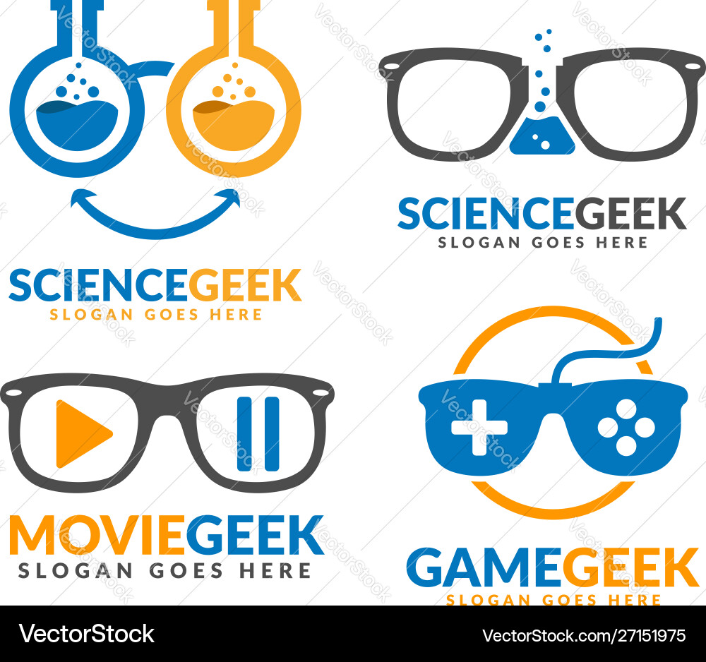 Set science geek and movie game Set science geek and movie game vector image