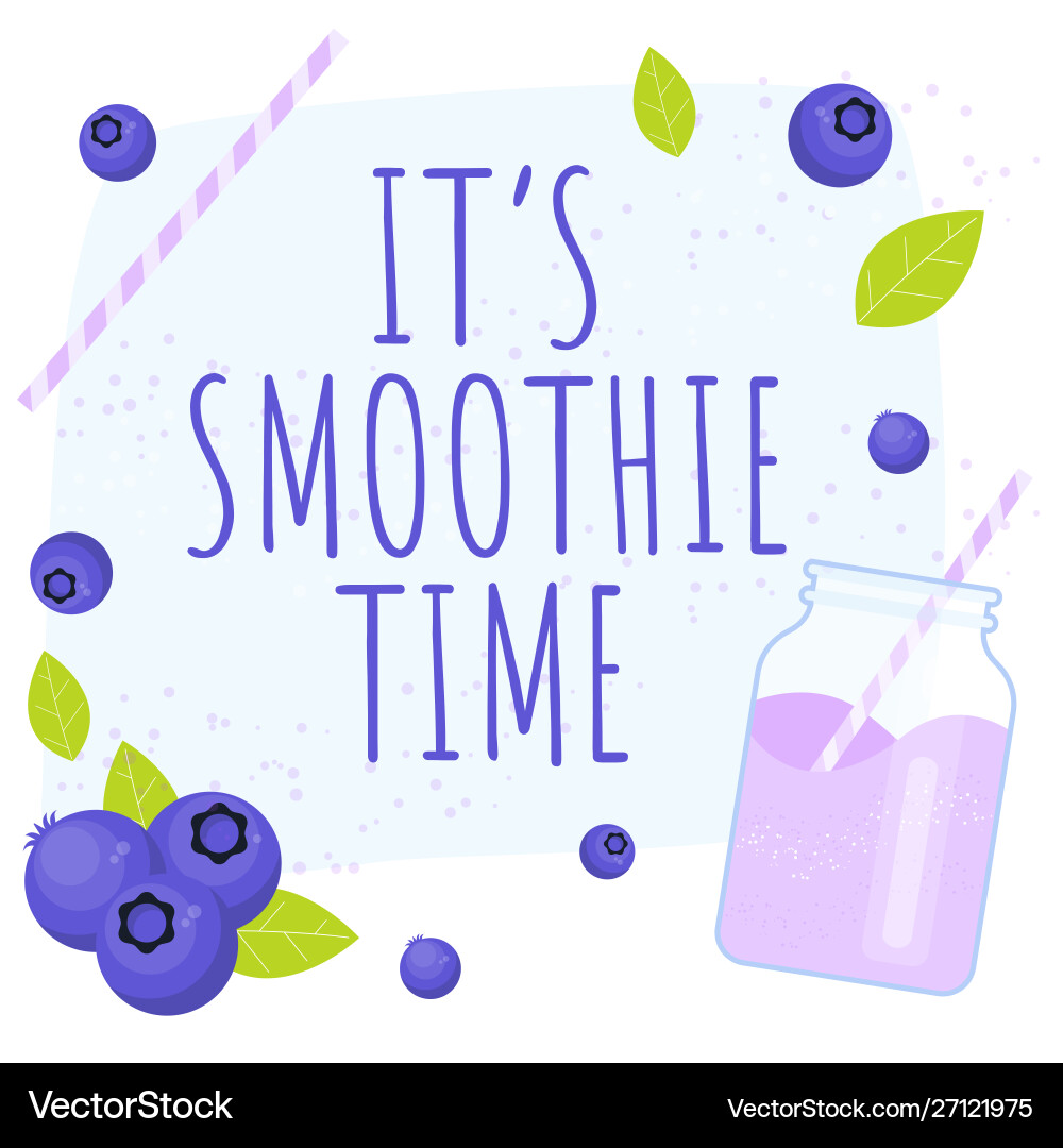 Smoothie with blueberries purple berry milkshake Smoothie with blueberries purple berry milkshake vector image