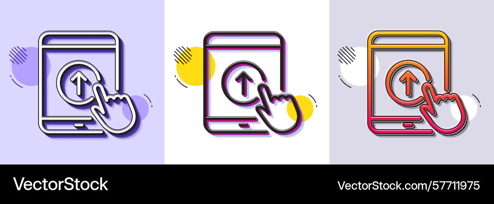 Swipe up tablet pc line icon scrolling arrow sign Vector Image