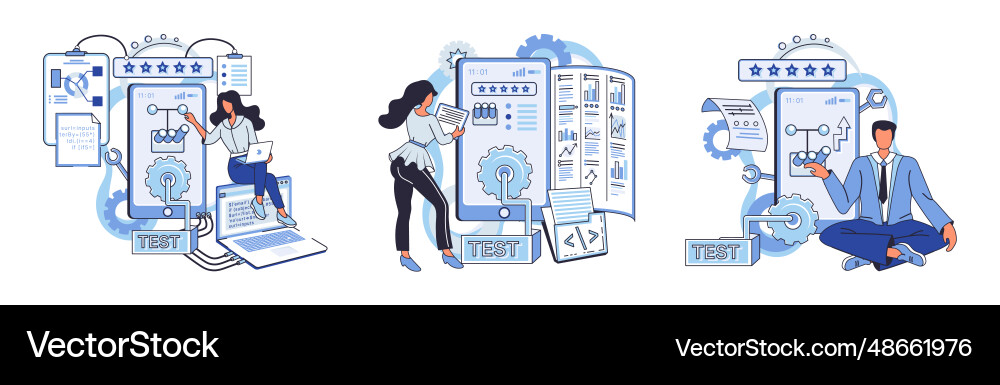 Application testing metaphor software Application testing metaphor software vector image