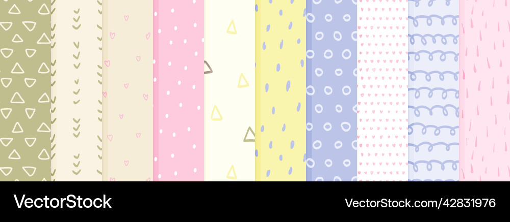 Bundle of simple seamless patterns set Bundle of simple seamless patterns set vector image