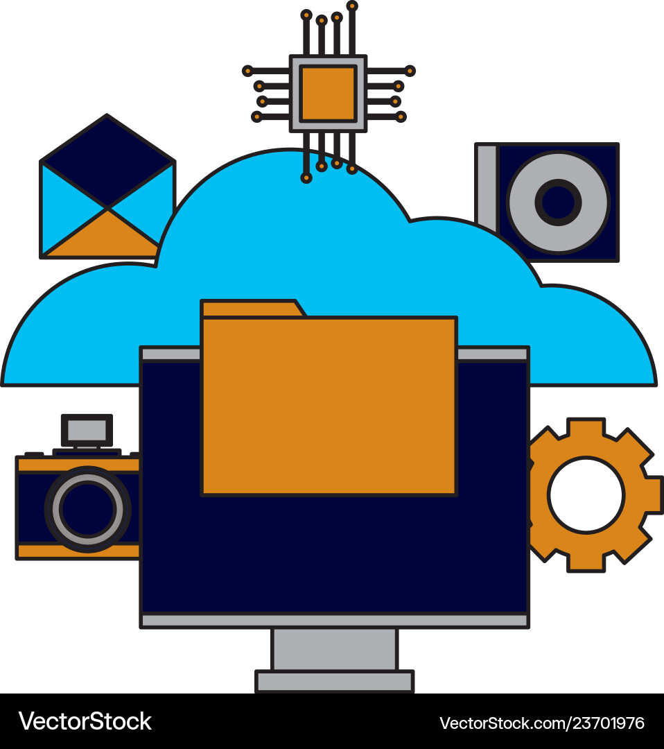 Cloud computing monitor file Cloud computing monitor file vector image