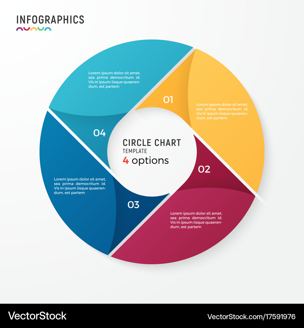Data Circle Chart Template - Steps & Options Vector Image