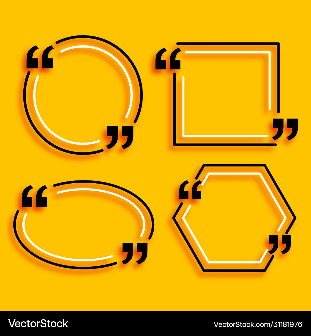 Four geometric line style quotation empty boxes vector image