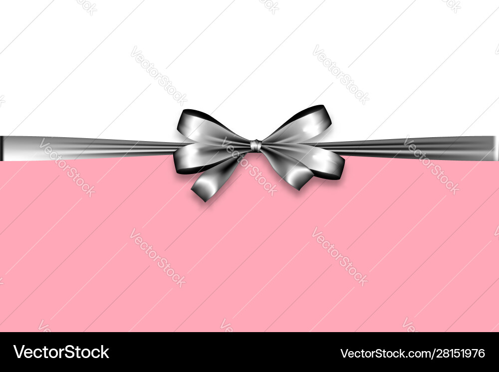 Holiday satin gift bow knot ribbon silver metal Holiday satin gift bow knot ribbon silver metal vector image