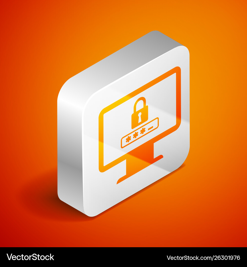 Isometric monitor with password notification Isometric monitor with password notification vector image