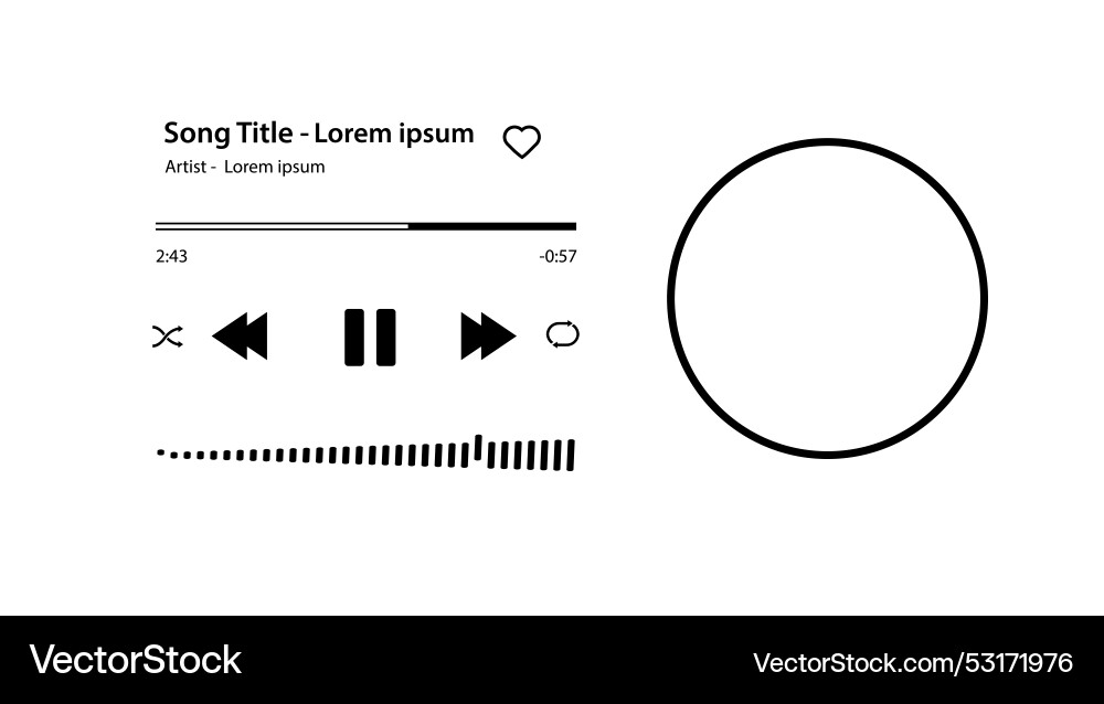 Music player song plaque with buttons loading bar vector image