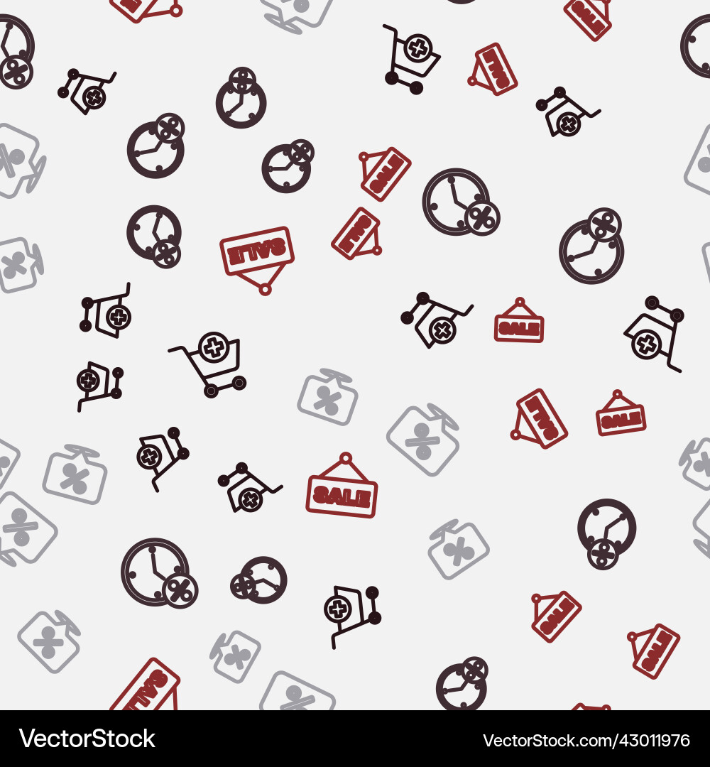 Set line add to shopping cart clock and percent Set line add to shopping cart clock and percent Vector Image
