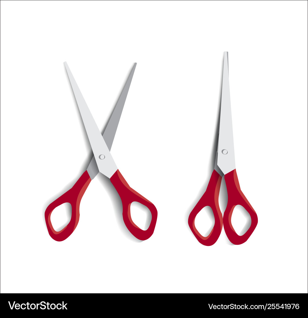 Set red scissors isolated Vector Image