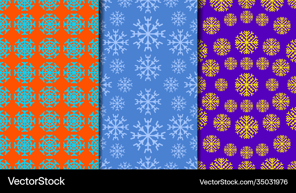 Set seamless simple patterns with snowflakes Vector Image