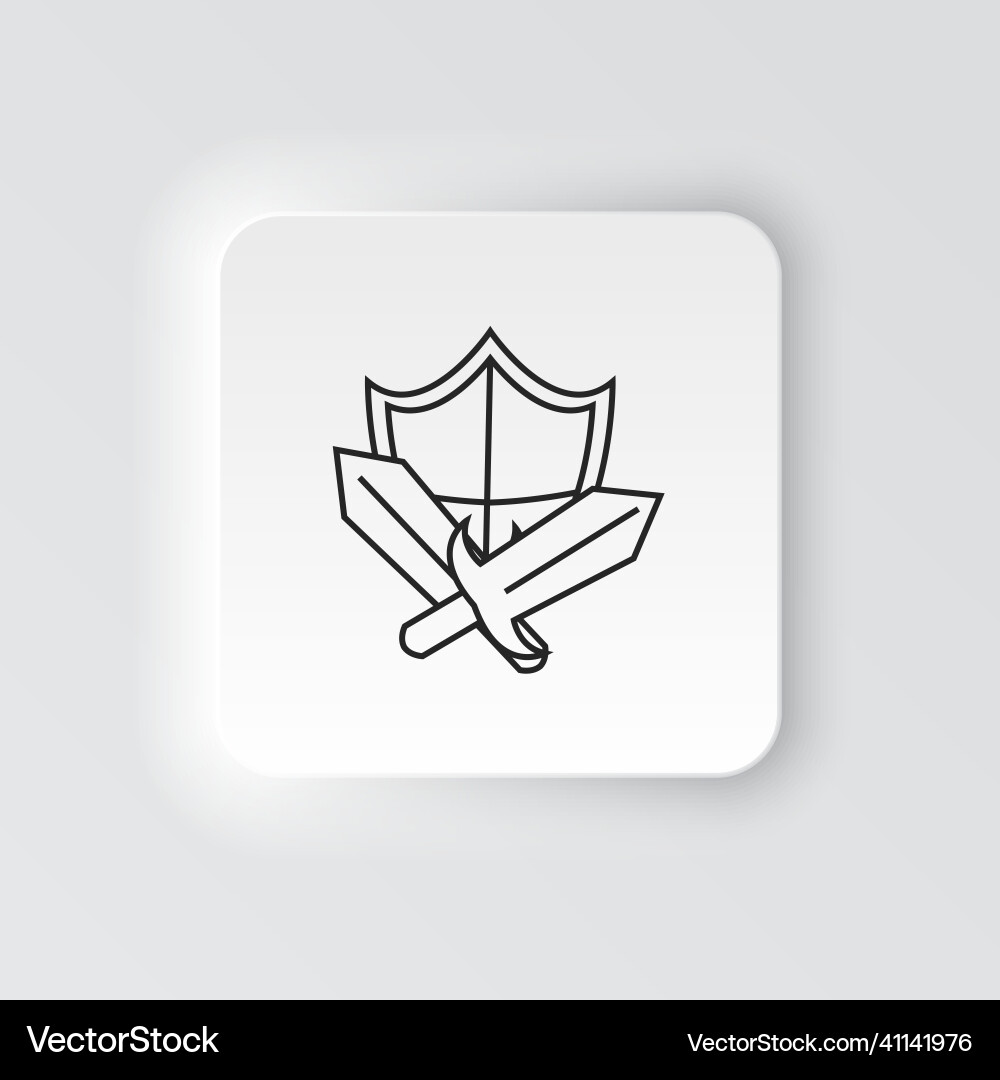 Sward shield retro game element neumorphic style Vector Image