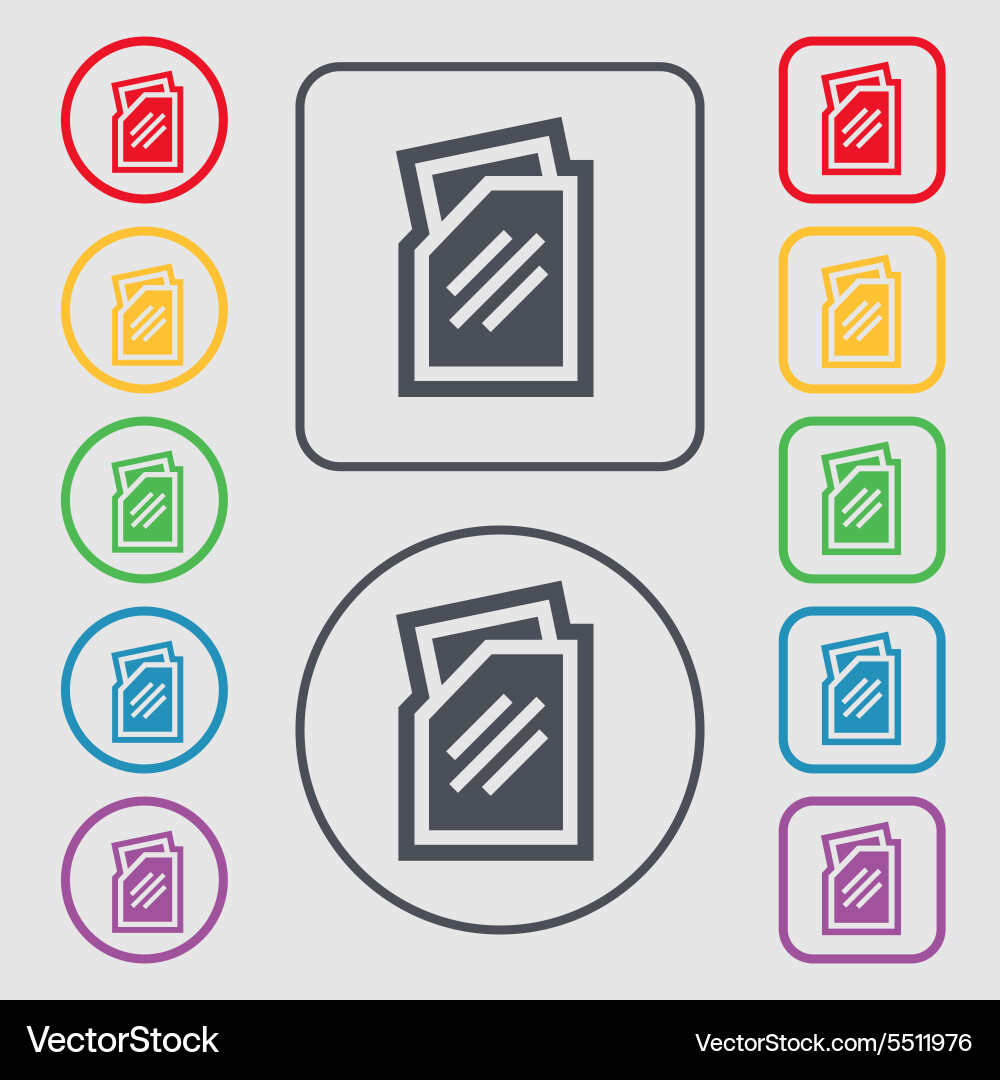 Text file icon sign symbol on the round and square Vector Image
