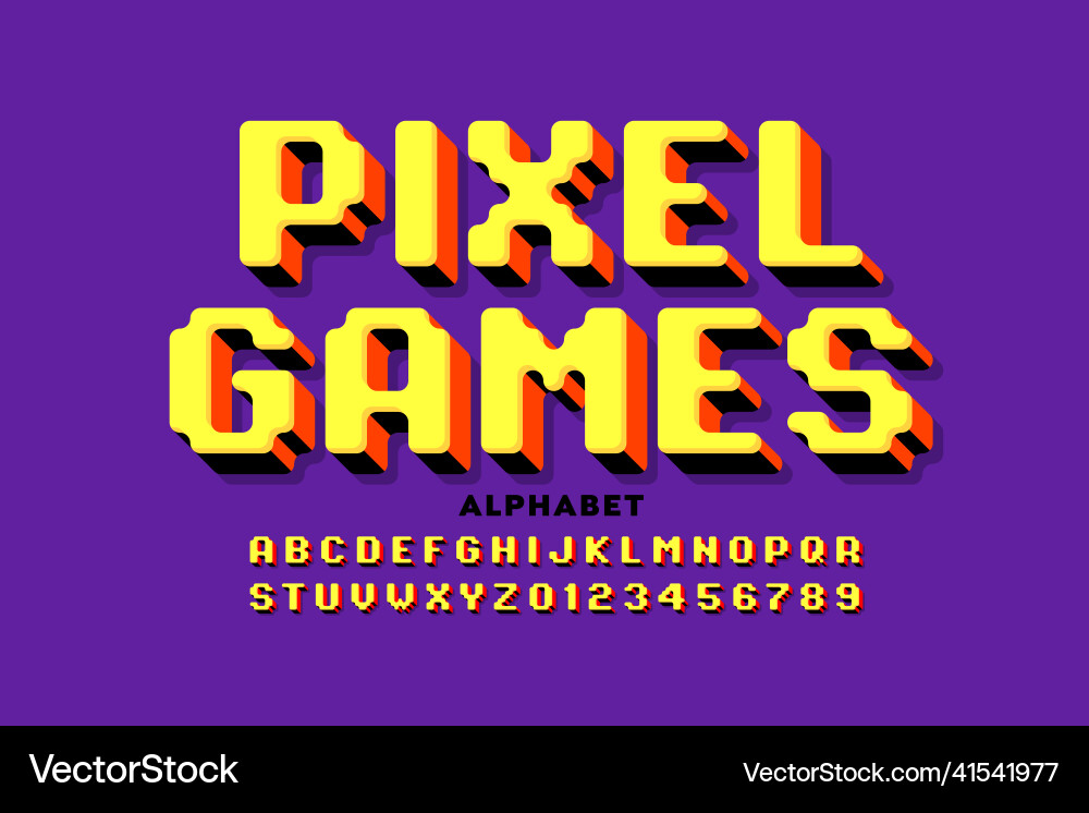 8-Bit Pixel Arcade Font Vector Image