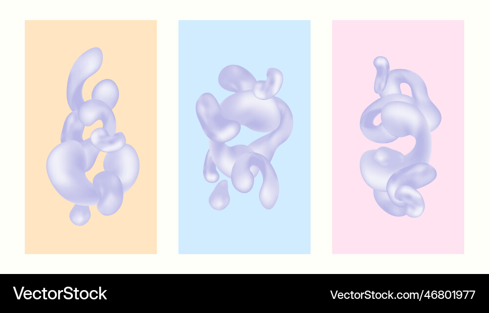 Abstract chrome liquid background set with round Vector Image