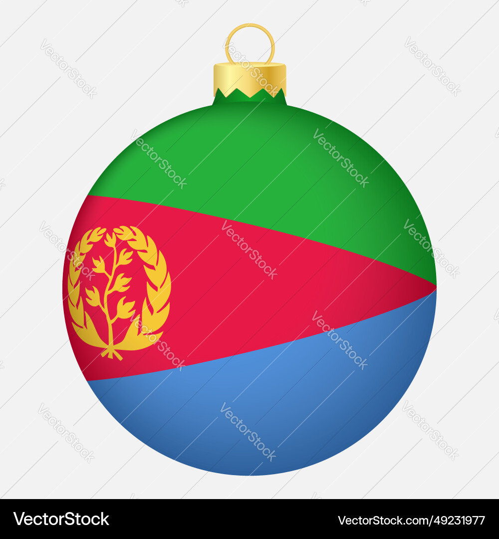 Christmas tree ball with eritrea flag icon Christmas tree ball with eritrea flag icon vector image