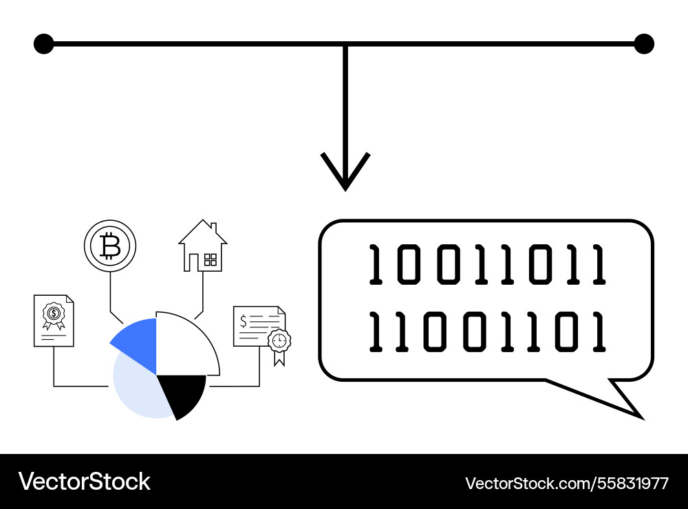 Digital data flow linking blockchain financial Digital data flow linking blockchain financial vector image