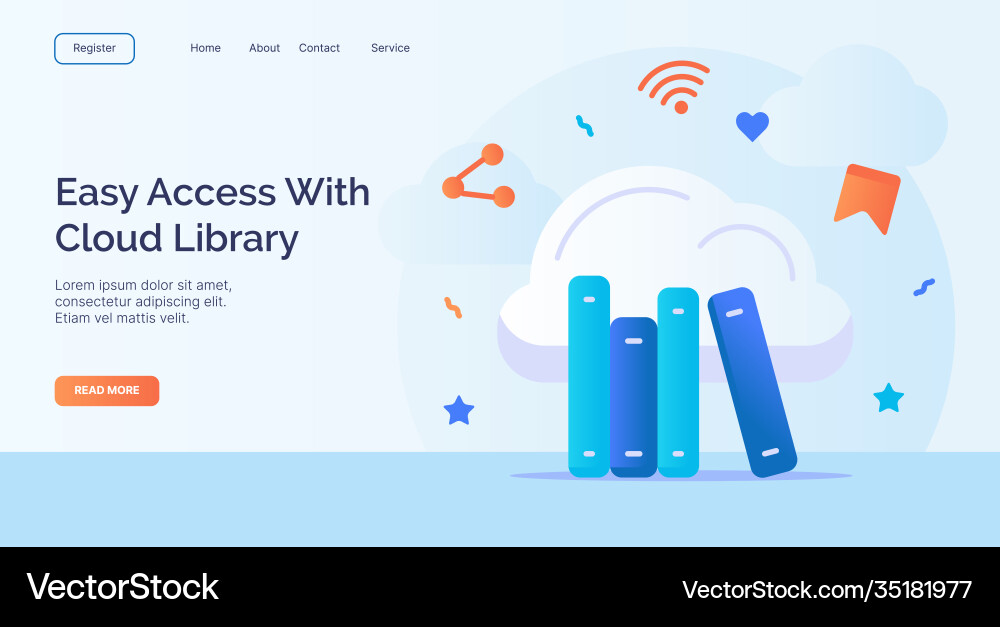 Easy access with cloud library for campaign web Easy access with cloud library for campaign web vector image