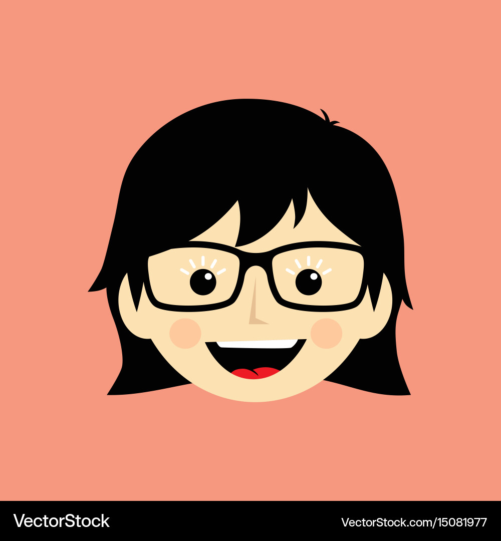 Geek cartoon face expression female woman girl art Vector Image