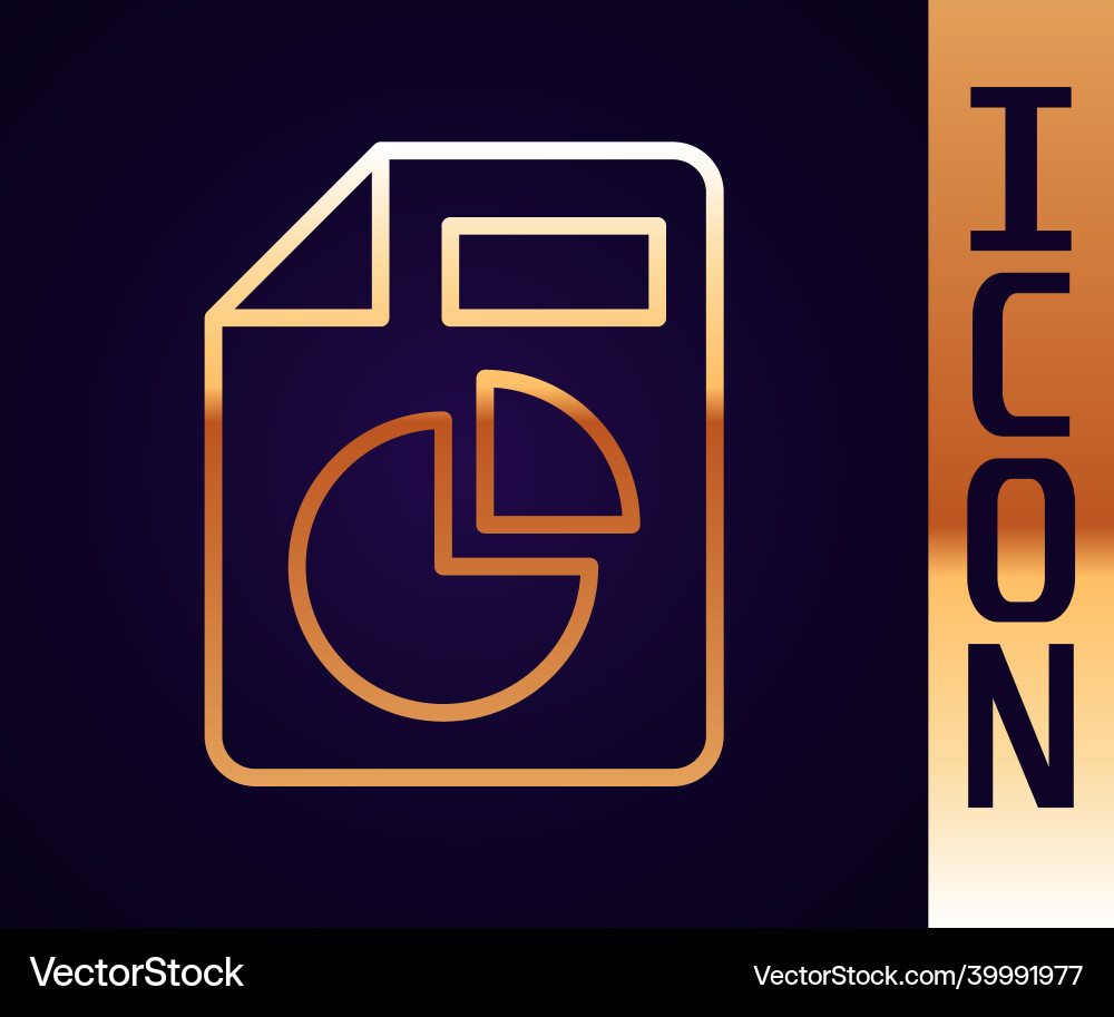 Gold line document with graph chart icon isolated Gold line document with graph chart icon isolated vector image
