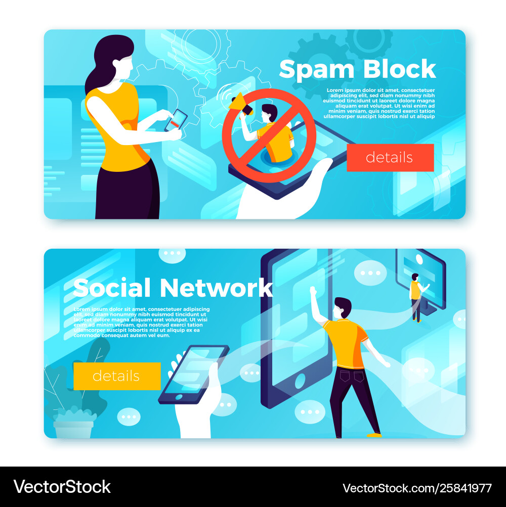 Internet spam block and social network user Vector Image