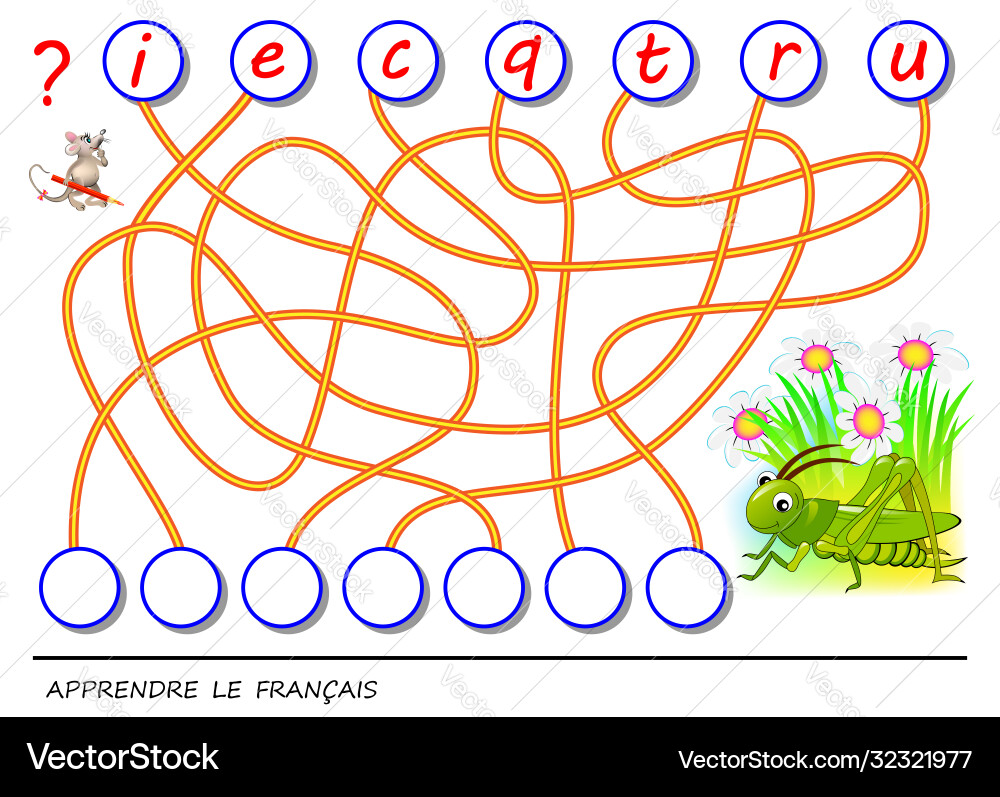 Logic puzzle game for study french language Logic puzzle game for study french language vector image