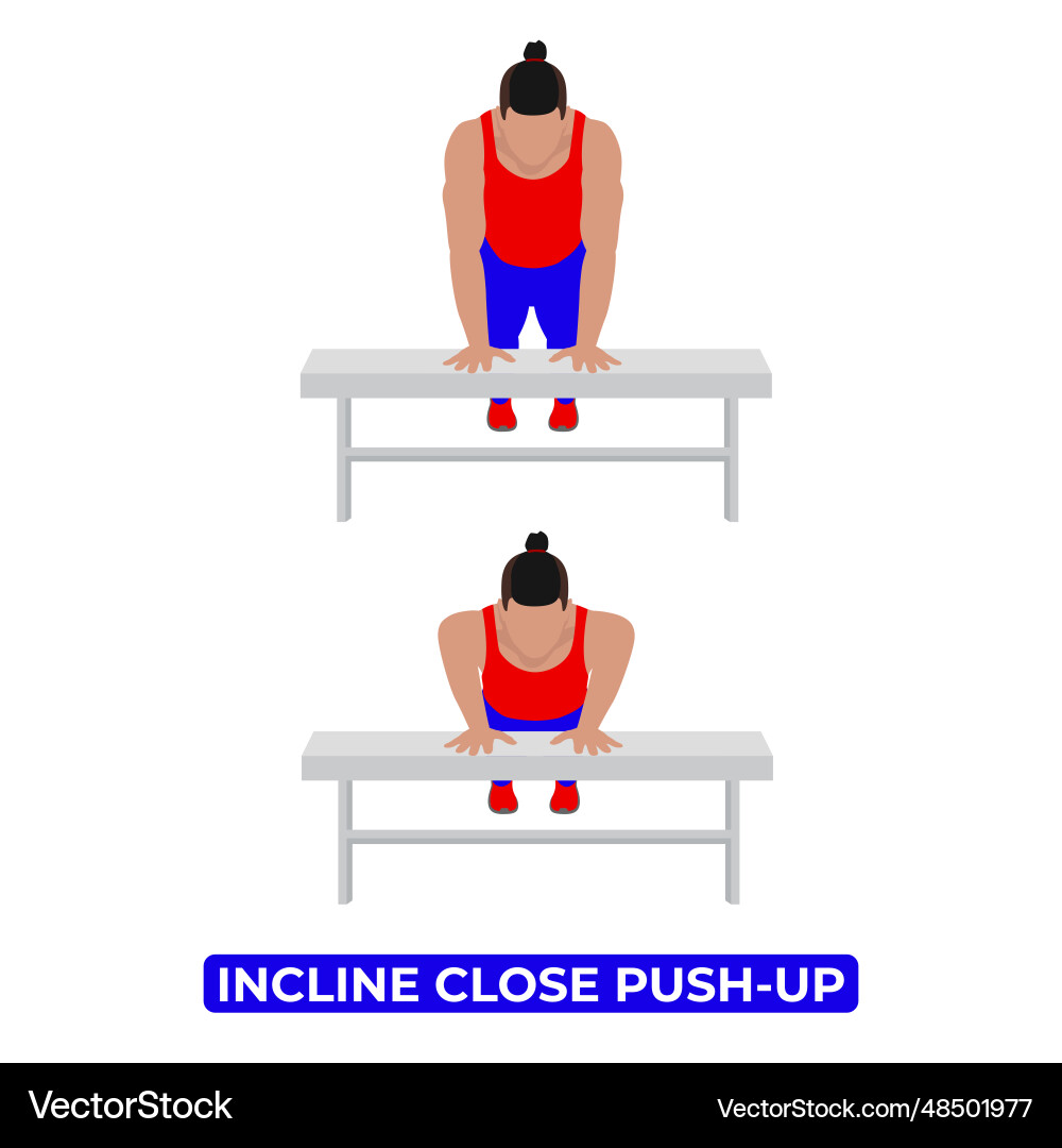Man doing incline close push up exercise vector image